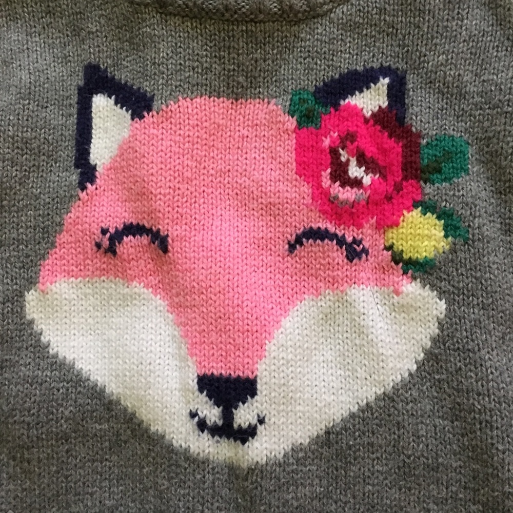 Carter’s Infant Girl's Fox Print Grey Sweater - Picture 2 of 4